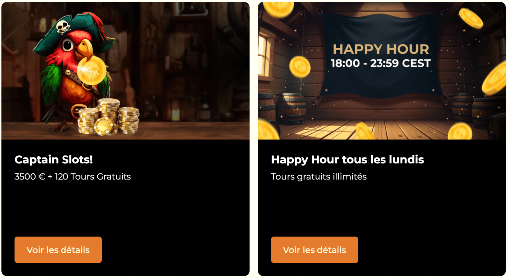 Bonus et Promotions Captain Slots